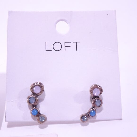 Ann Taylor Stud Ombre Blue Ear Climbers Nordstrom Hoop Earrings Set of 4 NWT 98 - Picture 8 of 11